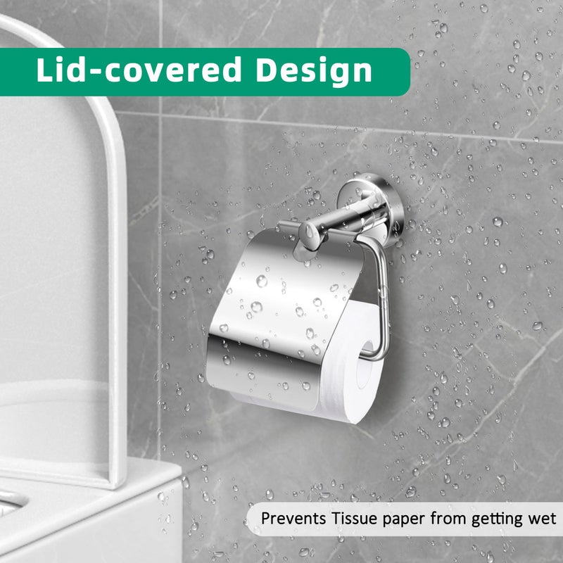OlBuWa Toilet Paper Holder with Cover Tissue Roll Storage Rack Storage Dust-proof for Kitchen & Bathroom-304 Stainless Steel - Image 5